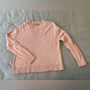 Pink Cotton Long Sleeve Crew Sweater